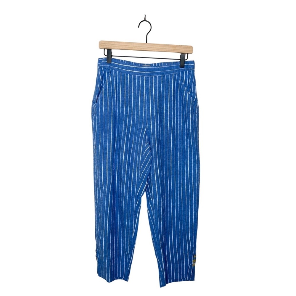Habitat Womens Nautical Stripe Linen Cotton Blend Cropped Straight Leg Pants S‎